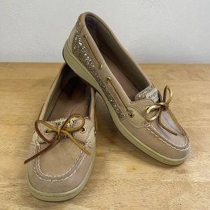 Sperry Top-Sider Angelfish Brown and Gold Metallic Sparkle Boat Shoes